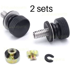 2 Set Fit Harley Touring Dyna Softail Rear Seat Zine Alloy Bolt Nut Base & Screw