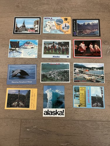 LOT OF 12 1980's UNUSED ALASKA POSTCARDS - Ketchikan, Sitka, Juneau ...
