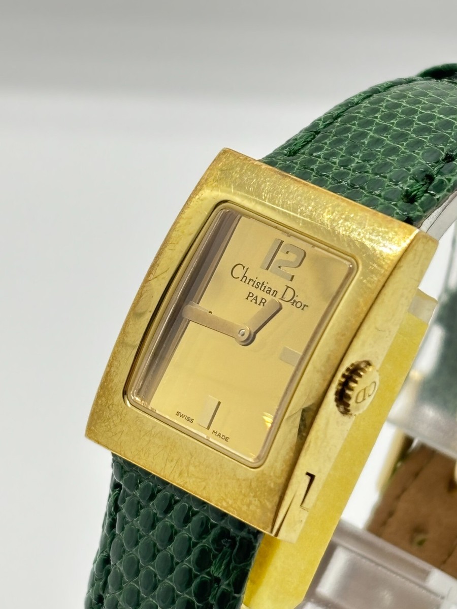 Exc+5] Christian Dior D78-159 Malice Square Ladies Gold Watch Used