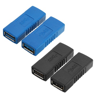 2X USB 3.0 Type A Female to Female Adapter Coupler Gender Changer Connector Blue