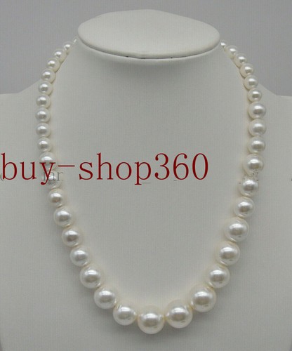 Genuine 8-16mm White/Yellow Sea Shell Pearl Bead Necklace 18'' (not Pearl) - Picture 9 of 16