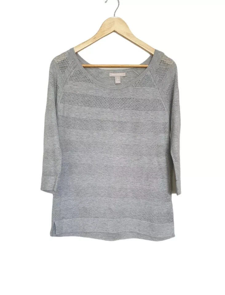 Pull Femme Banana Republic – Gris Foncé, Cristaux Clairs Et Noirs, Taille S, Neuf