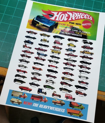 Hot Wheels 1970 Cars Reproduction Poster 8 1/2 x 11
