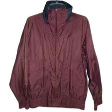 Haband Windbreaker Jacket Vintage Mens Size Medium Burgundy Navy Blue Nylon m