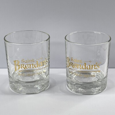 Saint Brendan's Superior Irish Whiskey Cream Liqueur Drinking Glass Set Of 2