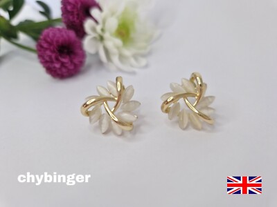Women's luxury fashionable opal flower earrings hot selling 18k gold plated 