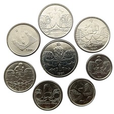 BRAZIL 8 COIN SET 1 CENTAVO - 50 CRUZEIROS 1989–1991 OCCUPATIONS LABOR SET AUNC