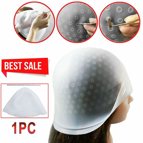 Clear Reusable Silicone Hair Coloring Highlighting Cap Hairdressing With Hook - Picture 7 of 12