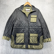 Ganni Jacket Women's 36 Black Green Quilted Puffer Snap Pockets Bard Chore Light