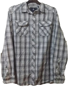 Ocean Current Shirt Mens XL Button Down Long Sleeve Black White Casual 