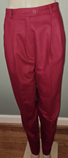 Vintage 80s Ralph Lauren Dark Red Wool Pleated  Cuffed Pants Size 8