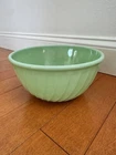 Early Rare Vintage Fire King Green Jadeite Swirl Oven Ware 9” Mixing Bowl USA