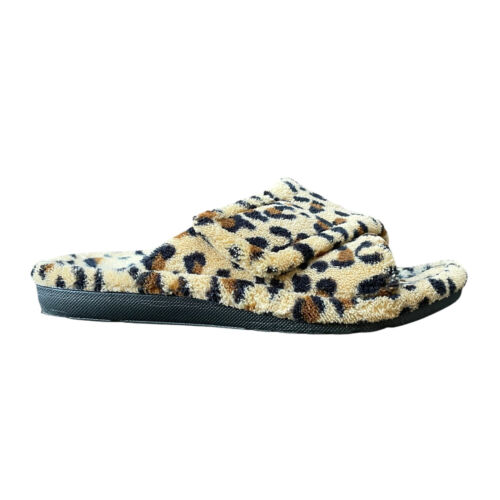 Gritheim Slippers Womens Size 7 Cheetah Print Orthotic Arch Support Fuzzy Adjust