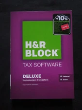 GENUINE 2015 H & R Block Deluxe Tax Software Homeowners/Investors Federal State