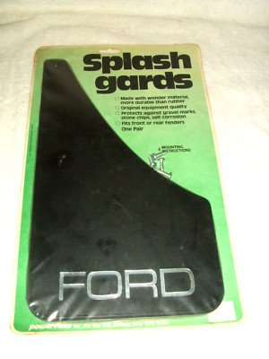 Vtg. Power Flow Ford Splash Gards Mud Flaps ~ Black/Silver ~ 2 Pack ~ 4340 ~ NOS