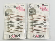 LOT OF 2 SCUNCI Real Style Metal Bobby Pins Pack of 6 Gold, Silver and Rose Gold