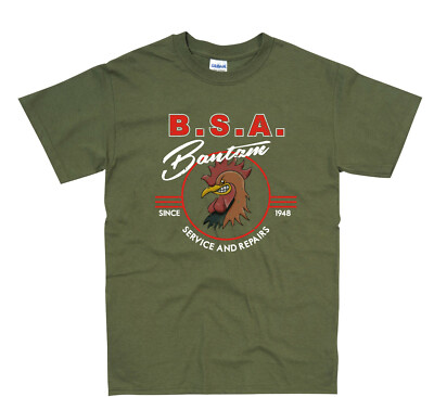 BSA Bantam Biker T-Shirt Door Art Rat Chopper Bobber Hotrod Vintage Cafe Racer 