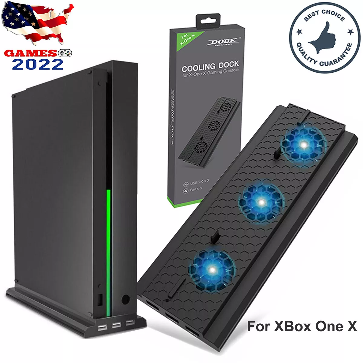 For Xbox One S Console Vertical Stand with Cooling Fan, Cradle