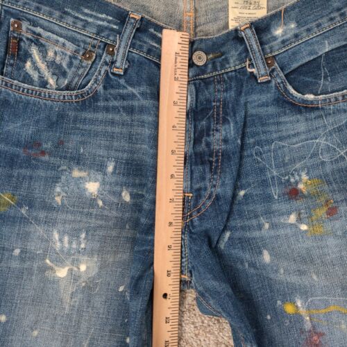 VTG Abercrombie & Fitch Jeans Men 32x32 5 Pocket Low Rise Boot Y2K Whisker Paint - Picture 3 of 19