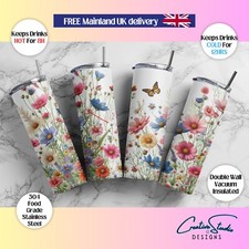 Wild Flower Art 20oz Tumbler With Metal Straw And Lid. Comes In A Free Gift Box