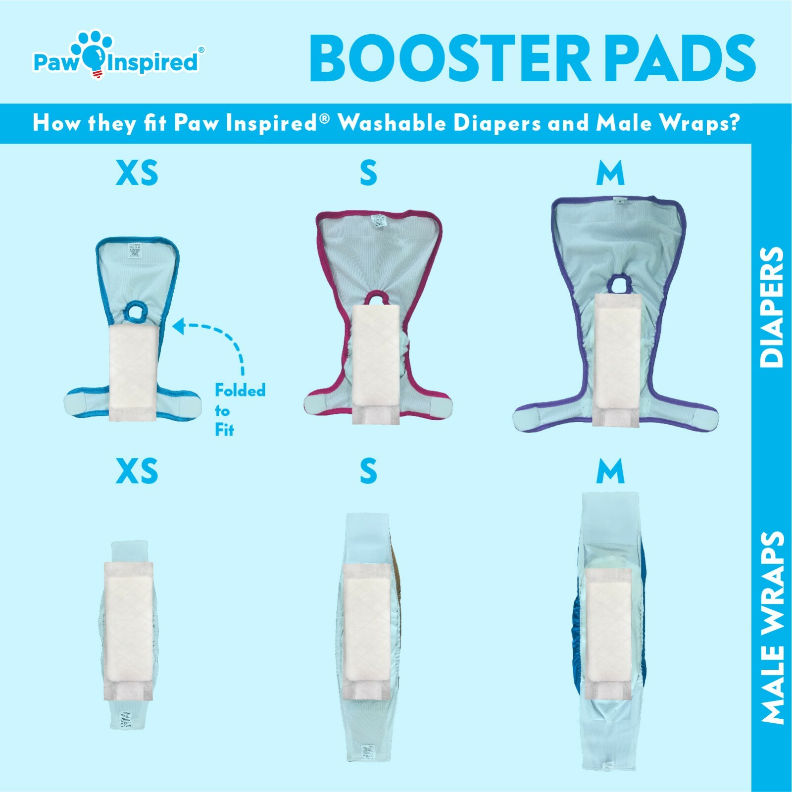 Paw Inspired Dog Diaper Liners Diaper Pads Booster Pads for Diapers and Wraps