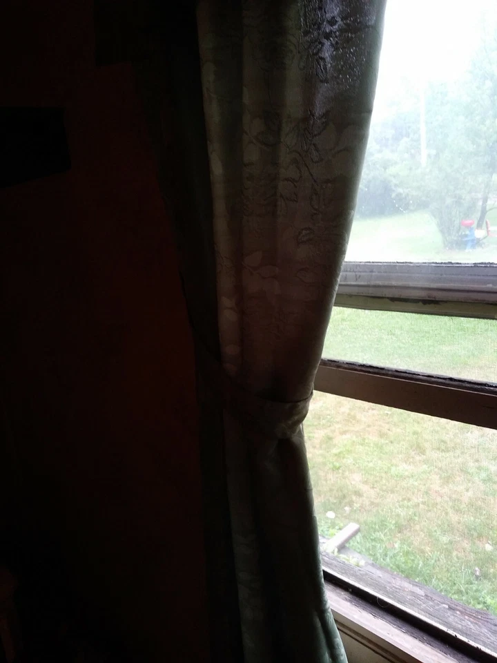 复古 2 件套绿色花卉窗帘 — 第 3/4 张图片