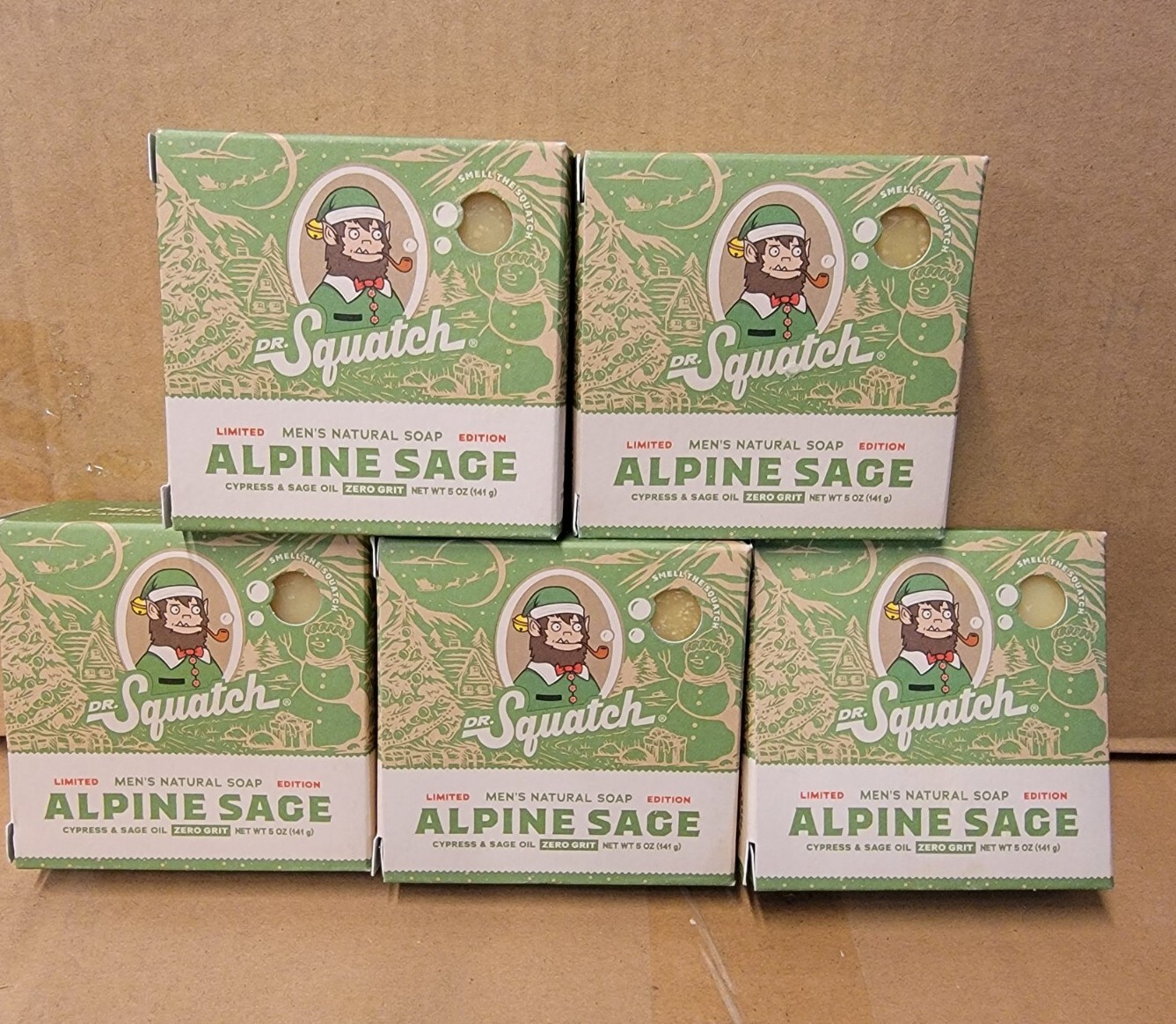 Lot Of 5 Bars - DR. Squatch Alpine Sage Limited Edition Zero Grit  Soap 5oz NEW