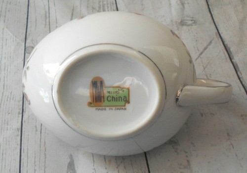 Vintage Japanese Meijyo China Red Roses Silver Rim Creamer Gravy Bowl - Picture 3 of 6