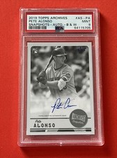 2019 Topps Archives Pete Alonso RC AUTO 💎 PSA 9 MINT 💎 Black & White #/25 🔥