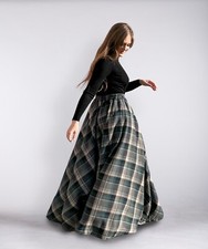 Wolle rock kariert lang winterrock warm maxirock karorock Wollerock Damen