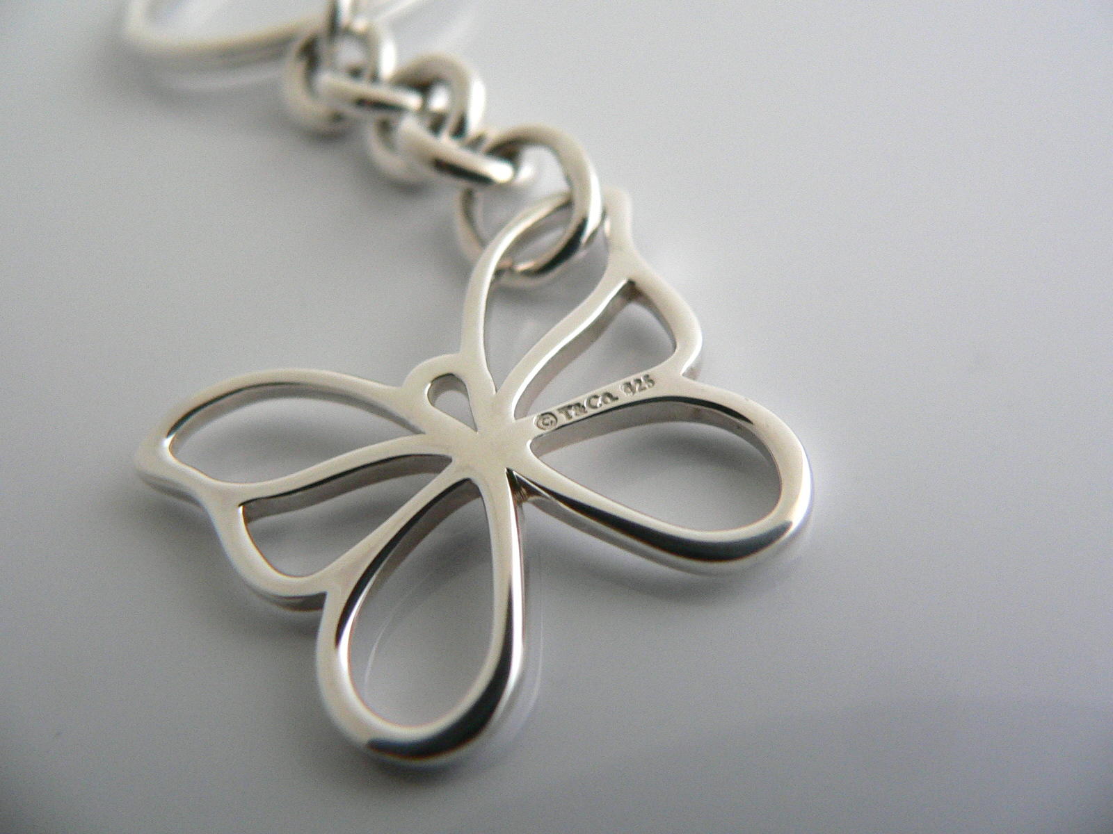  Tiffany & Co Silver Butterfly Key Ring Keychain Gift Rare Nature Lover