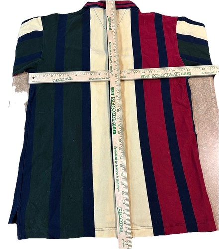 Woods & Gray Colorblock Striped Button Cotton Golf Polo Red Green Navy Men’s M - Picture 4 of 4