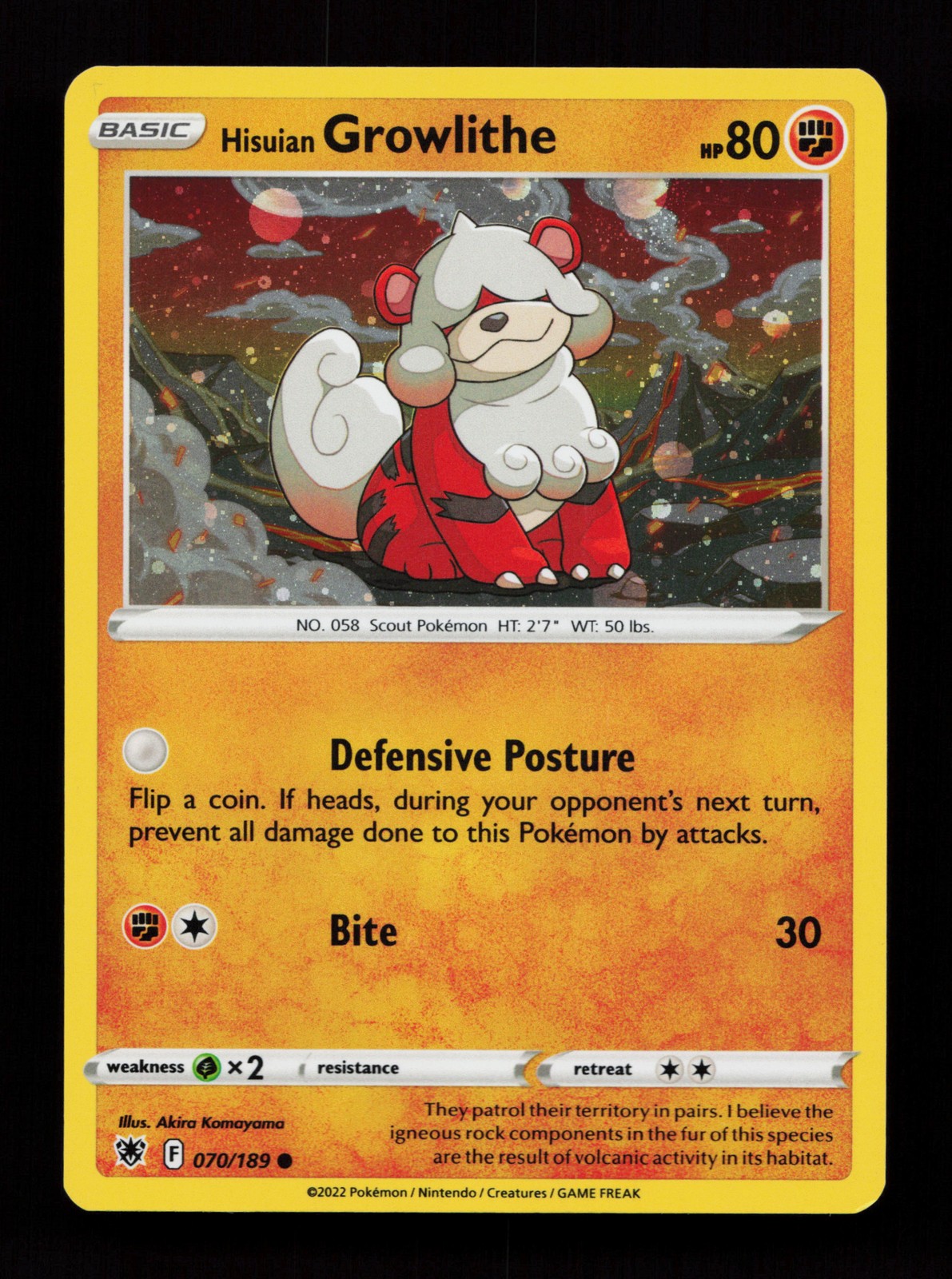 Hisuian Growlithe 070/189 Promo Deck Exclusives Cosmos Holo Pokémon Card