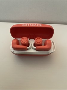 Aiwa Open Wearable Ear Clip-On Earphones w/Charging Case-Red