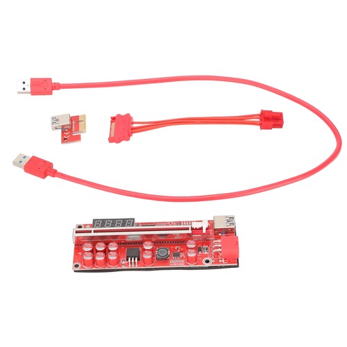 PCIE Riser 1x To 16x 10 Capacitors PCIE Riser 1x To 16x Adapter With USB 3.0 NEW - Afbeelding 11 van 12
