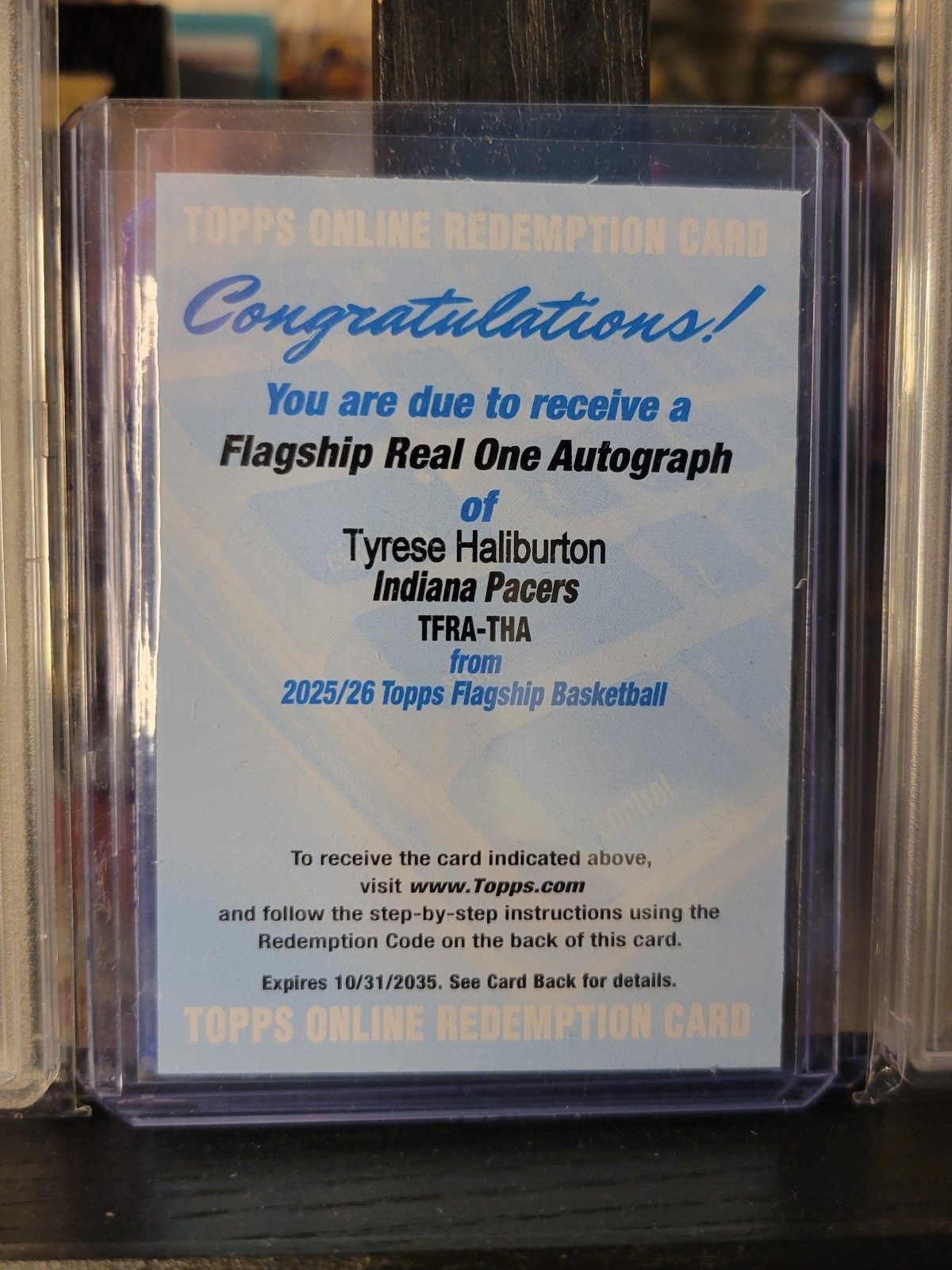2025-26 Topps Flagship Basketball Tyrese Haliburton Real One Auto Redemption SP