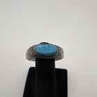 Sterling Silver Oval Blue Turquoise Bezel-Set Ring Size 10  5.42g — photo 3