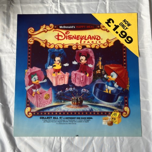 McDonalds Display Sign DisneyLand Paris Happy Meal Toy Promo Translite Art - 第 1/2 張圖片