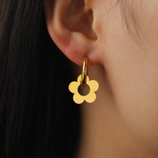Sunflower Drop Earrings Stainless Steel Round Removable Floral Women Jewelry