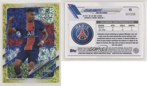 2020-21 Topps Chrome UCL Yellow Mini-Diamond Refractor /299 Kylian Mbappe #95