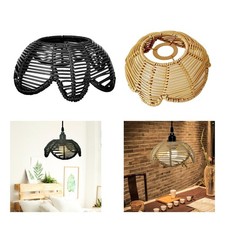 Boho Rattan Lamp Shade Decoration Handmade Chandelier Cover for Dining Room