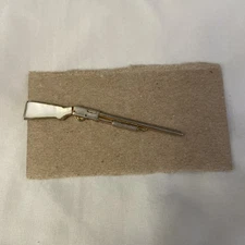 Vintage Swank Shotgun TIE CLIP Gold Tone Mother of Pearl Stock Mens Accessory