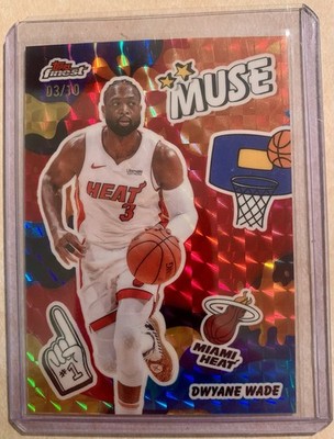 2025-2026 Topps Finest Dwayne Wade Muse Red Refractor 3 /10 Jersey Number!