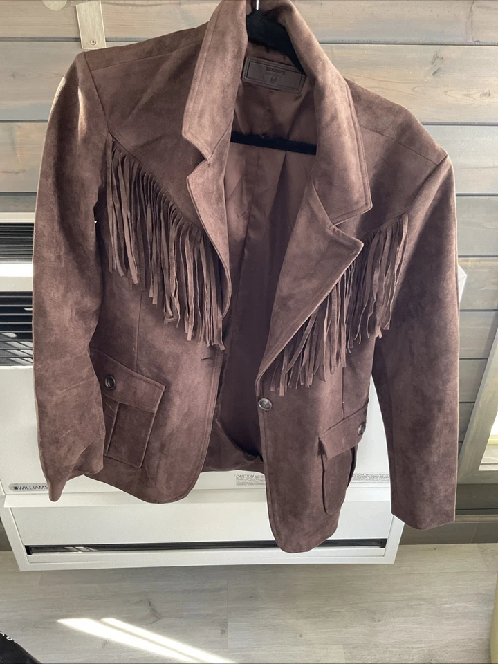 BLANK NYC CHOCOLATE SOUFFLE JACKET FRINGE BLAZER Med - Image 2 of 4