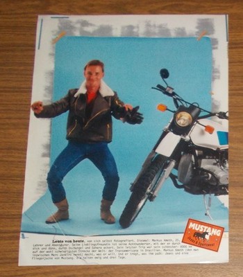Seltene Werbung vintage MUSTANG Jeans BMW Motorrad Achthunderter 1983