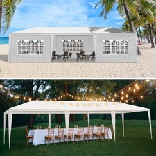 3×9m 7-Sided Heavy Duty Party Tent – Iron Frame Gazebo with PE Cloth Canopy for