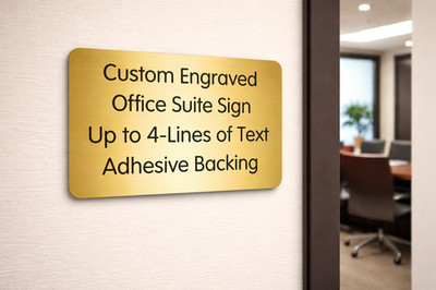 Custom Engraved 4x6 Brushed Gold Tone Office Sign / Door Wall Unit Plate Plaque