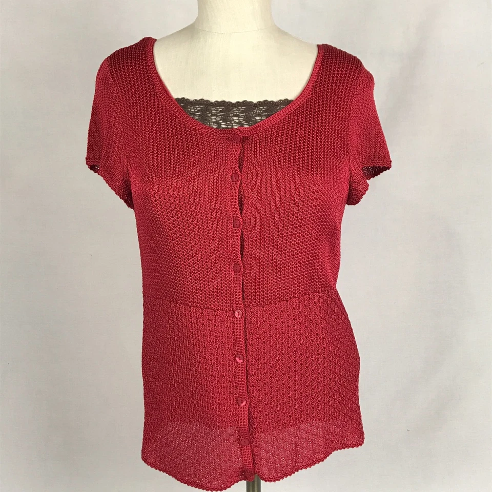 VTG Emma James Bundle Reversible Floral Tank Top Sz 8 with Cardigan Sz S Red Brn - Image 2 of 4