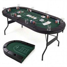 Faltbarer Pokertisch 8 Spieler 182 cm oval ohne Montage erforderlich - grün