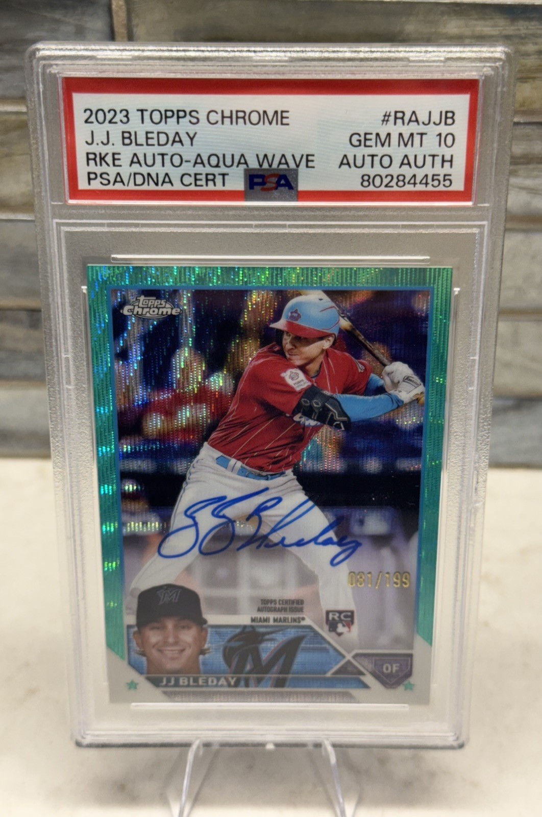 2023 Topps Chrome JJ Bleday Rookie Auto Aqua Wave Refractor PSA 10 /199
